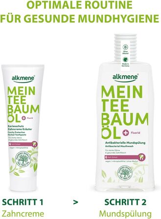 Ополіскувач для порожнини рота Alkmene Tea Tree Oil з 6-кратним захистом від карієсу, цукрових кислот і зубного каменю, 3 x 500 мл