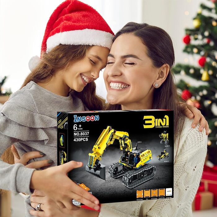 Подарунки для дітей Хлопчики від 6 7 8 9 10 11 12 років, 3 IN 1 Remote Controlled Technology Construction Toy Set, 430 Pieces RC Excavator Robot Site App & Remote Control, Technic STEM Construction Kits