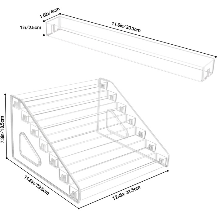Рівнева косметична дисплейна підставка Прозорий тримач для лаку для нігтів Підставка для демонстрації акрилового лаку для нігтів Тримач гелю (2 упаковки), 7-