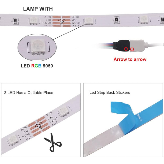 Світлодіодна стрічка Wisada WIFI, 30M 12V RGB 5050 Smart LED Light Strip Самоклеючі світлодіодні струнні ліхтарі зі зміною кольору з дистанційним керуванням і синхронізацією музики APP Підсвічування для дому та телевізора Підсвічування Rgb 30м