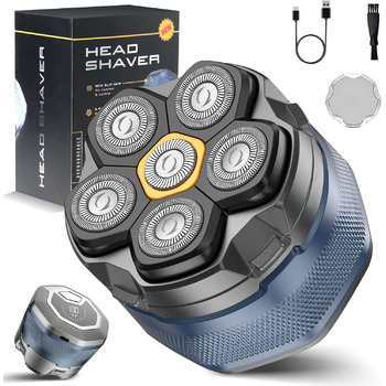 Електробритва для чоловіків, 6D Magnetic Bald Head Shaver Бездротова IPX7 Водонепроникність для вологого та сухого використання для догляду за обличчям і укладання лисини