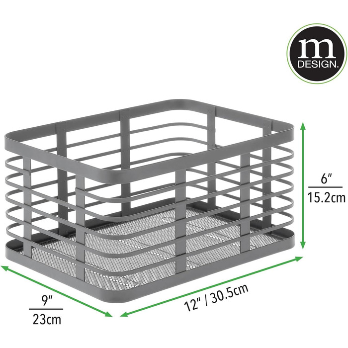 Універсальний кошик mDesign для всього будинку - металевий кошик для зберігання для кухні, комори, ванної кімнати тощо - компактний та універсальний дротяний кошик - набір з 6 сірих Упакування з 6 сірих