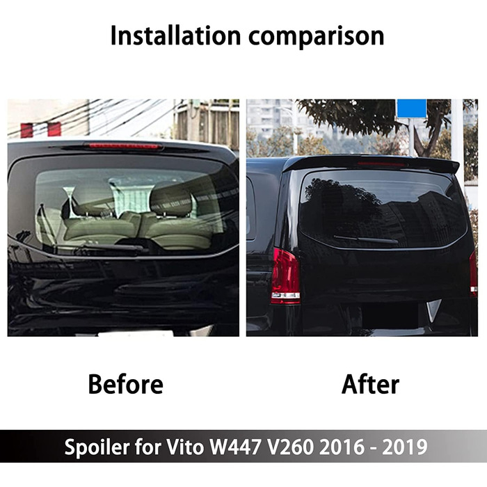 Для Mercedes Benz Vito W447 V260 2016-2019,Автомобільний задній спойлер,Ідеальний задній спойлер,Посадка заднього спойлера,ABS пластик,Модифікація автомобіля