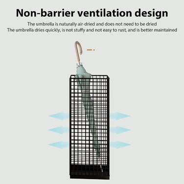 Підставка для парасольок органайзер для парасольок, тримач для парасольок Компактний, стійкий до іржі тримач для парасольки для вхідної зони, компактний всепогодний тримач для парасольки, окремо стояча підставка для парасольок Black