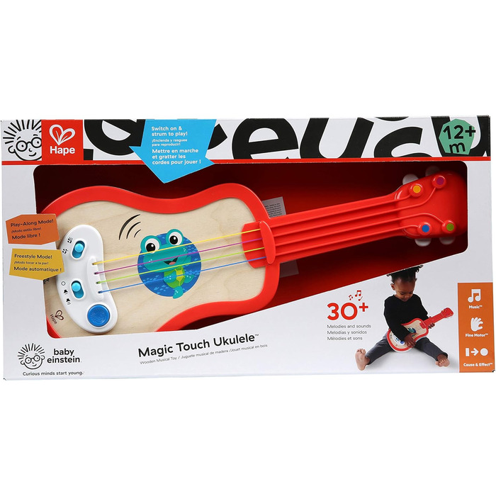 Дерев'яна музична іграшка Baby Einstein Hape Magic Touch Ukulele, 30 мелодій, 2 режими гри та регулювання гучності, від 12 місяців Ukulele Red