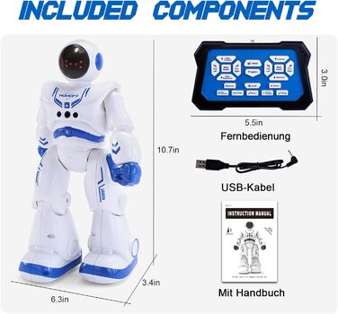 Роботи-іграшки для 4 5 6 7 8 9 10 років хлопчики дівчатка, дитячі дистанційно керовані програмовані RC з управлінням жестами / ходьба навчальна іграшка для подарунків на день народження