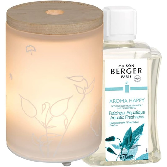 Електричний дифузор Lampe Berger Aroma Happy, скло, сатиновий/білий, 475 мл