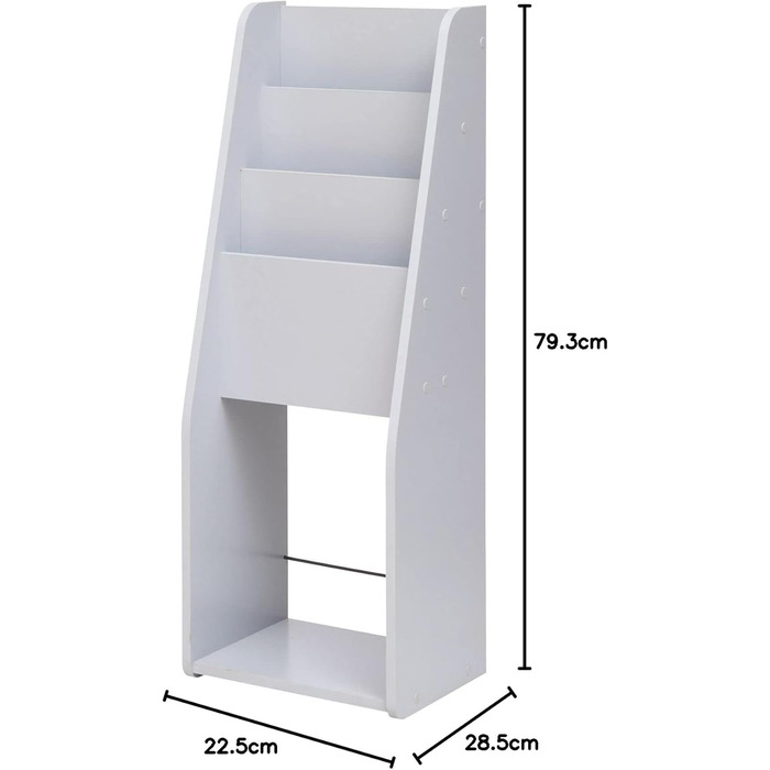 Двері - журнали, брошури, журнал, підставка для презентацій, підставка для книг, 3 відділення, дизайн, багаторазове використання, офіс, передпокій, вітальня, спальня - Стелаж для журналів Slim MR-S - Сірий Сірий 3 полиці