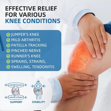 Бандаж на коліно надколінка Чоловіки Жінки, Подвійні стрічки для підтримки сухожилля надколінка з гелевою подушечкою для артриту, болю в коліні, тендиніту, розриву меніска, бандаж на коліно, 2 шт.