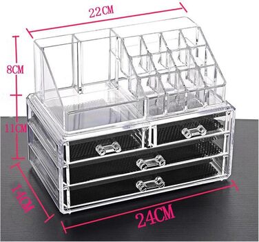 Коробка для макіяжу, Органайзер для макіяжу, Коробка для зберігання, Новий прозорий акриловий органайзер для макіяжу, Настільна коробка для зберігання косметики, Губна помада, Тримач для лаку для нігтів, Органайзер для жіночого макіяжу, 2