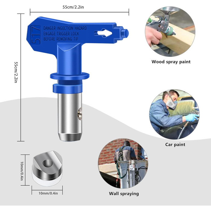Реверсивні розпилювальні наконечники, безповітряні форсунки з ущільненням наконечника, системи безповітряного розпилення фарби Безповітряні розпилювачі для будинків Будівлі Палубні огорожі (211, 315, 417, 517, 515, 523)