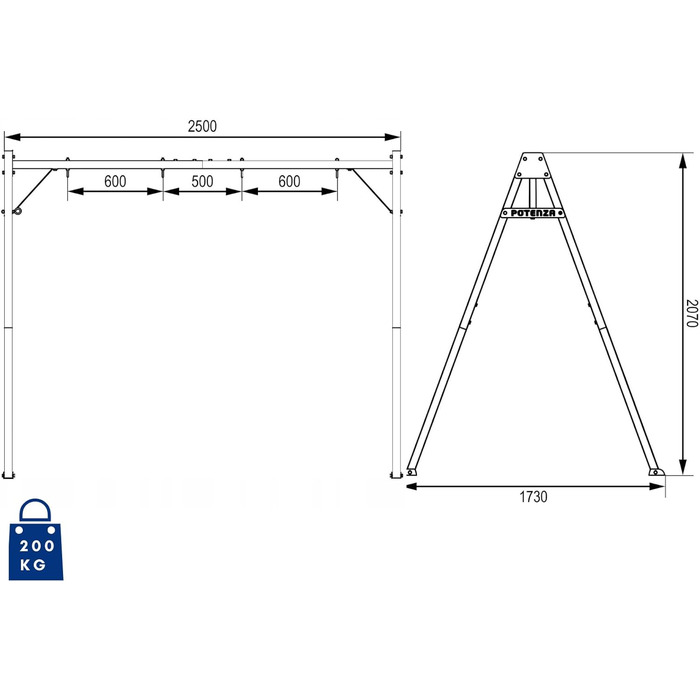 Дитячі гойдалки Potenza металеві подвійні гойдалки для дітей та гамак садові гойдалки до 200 кг вантажні гойдалки каркасні гойдалки з металевим каркасом 250x207 см I аксесуари садові (базовий графіт)