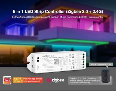 Диммер Milight Miboxer Zigbee3.0, одноколірний контролер світлодіодної стрічки, 12 В/24 В, сумісний із додатком Zigbee Storeo Echo / голосовим керуванням, (Zl5)