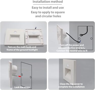 Вт світлодіодні сходи з датчиком руху теплий білий 3000K світлодіодний вбудований настінний світильник вбудований настінний точковий світильник білий сходинка лампа освітлення сходів для 60 мм круглий, 86 мм квадратний короб прихованого монтажу 230В для в