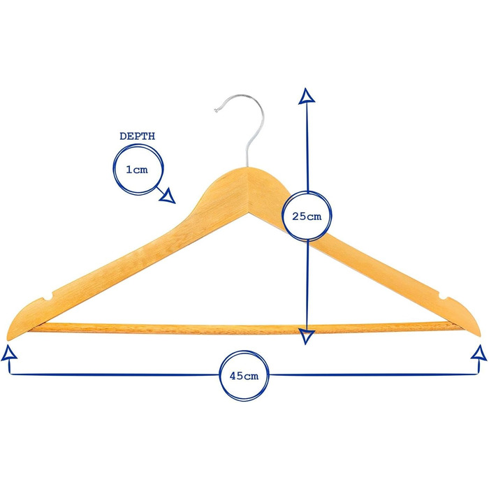 Дерев'яна вішалка для одягу Harbour Housewares - біла - 10 вішалок з круглою штангою для штанів і нековзними виїмками для плечей, дерев'яна вішалка для дорослих для зберігання піджаків, костюмів, джемперів
