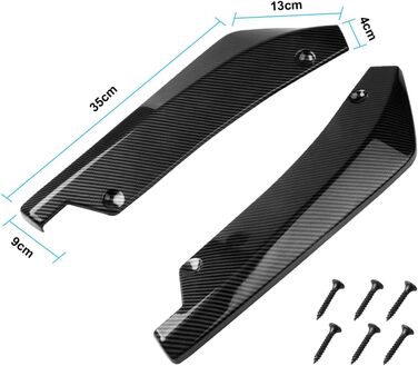 Автомобільний спойлер заднього бампера Спліттер, Автомобільний задній спойлер Автомобільний задній бампер Губний спойлер, Кутовий спойлер з 6 гвинтами (вуглецеве волокно), 2 шт.