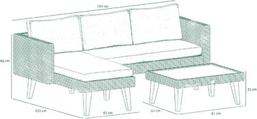 Садовий кутовий диван Polyrattan Imola Набір садових меблів з елегантними дерев'яними ніжками з евкаліпта в ТРЬОХ кольорах - сертифікат FSC (коричневий) Сірий