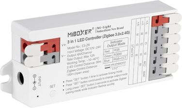 Диммер Milight Miboxer Zigbee3.0, одноколірний контролер світлодіодної стрічки, 12 В/24 В, сумісний із додатком Zigbee Storeo Echo / голосовим керуванням, (E3-zr)