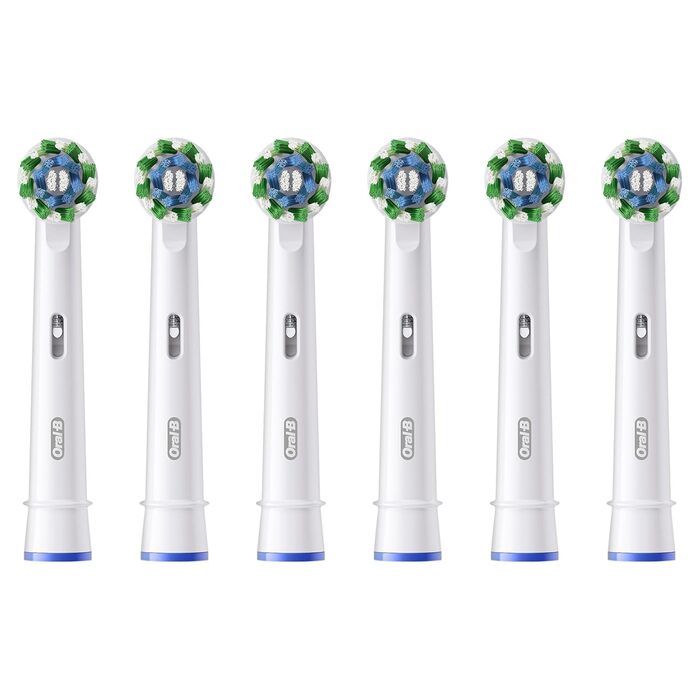 Щітки Oral-B Pro CrossAction для електричної зубної щітки, 6 шт. , чудове чищення зубів з інноваційними Х-подібними щетинками, оригінальна насадка для зубної щітки Oral-B, Made in Germany White 6 шт.