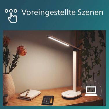 Настільна лампа Philips LED зі слонової кістки (5 Вт), портативна настільна лампа з регулюванням яскравості та EyeComfort, енергозберігаюче світлодіодне освітлення, біла 2700-5500K