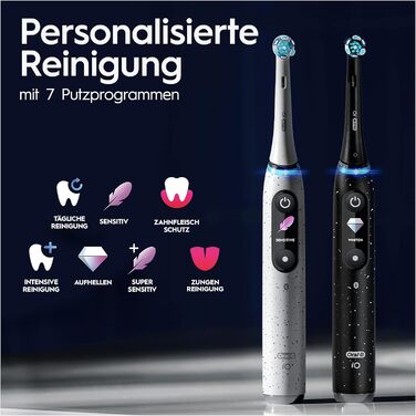 Електрична зубна щітка Oral-B iO Series 10 Plus Edition, 3 щітки, футляр, 7 режимів, упаковка, що підлягає переробці, подарунок чоловік/жінка, чорний, ПЕРЕМОЖЕЦЬ ТЕСТУ Stiftung Warentest (12/2023) Одна упаковка