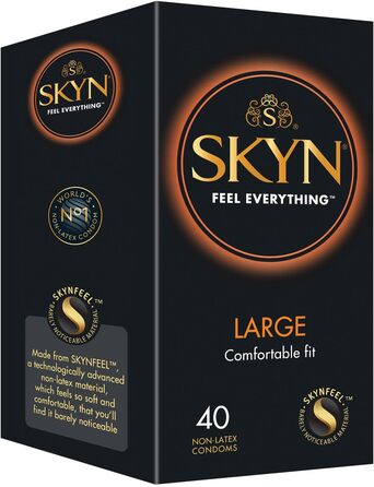 Великі презервативи SKYN (40 шт. ) Безлатексні презервативи Skynfeel для чоловіків, дуже великі, коробка презервативів розміру XXL, довші та ширші, презервативи 56 мм ширина 1