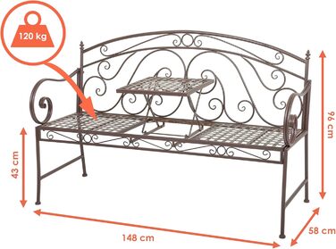 Металева садова лавка Spetebo 2/3 місна з розкладним столом - 148 x 55 x 96 см - Відкритий лаунж Садова лавка Паркова лавка зі столом