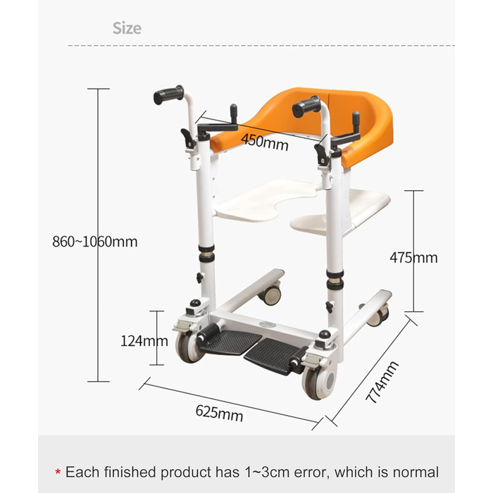 Підйомник для пацієнтів, підйомники для інвалідних візків, досяжність 20 см, регулювання висоти, крісло для перенесення з важелем підйому рукоятки, крісло для душу для людей похилого віку, пересадка колісна з інвалідного візка в автомобіль, вантажопідйомн