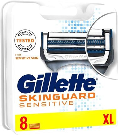 Чоловічі леза для бритви Gillette SkinGuard Sensitive з прецизійним тримером, упаковка з 8 заправних лез (упаковка може відрізнятися) Одинарний