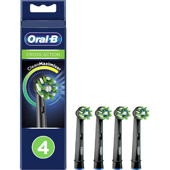 Насадки для щітки Oral-B CrossAction, 4 шт., оригінальні картриджі для чищення, з технологією CleanMaximiser, Black Black 4 шт. (1 упаковка)