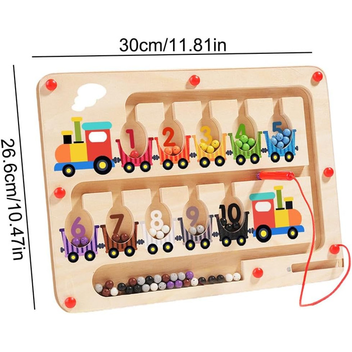 Магнітний лабіринт, кольорова магнітна дошка для малюків - Алфавітна дошка з цифрами дерев'яного кольору Приладдя для дому навчальна іграшка, настільна гра