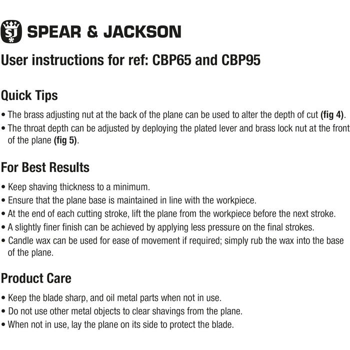 Рубанок столярний Spear & Jackson CBP95, 24 см