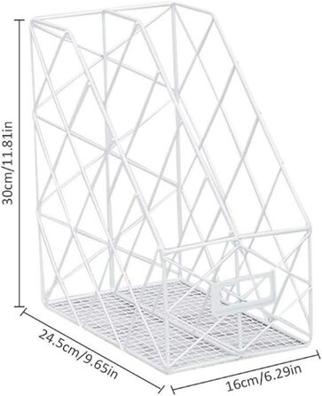 Відсіковий металевий стоячий лоток для зберігання документів, настільний колекціонер журналів, офісний органайзер (білий), 2-