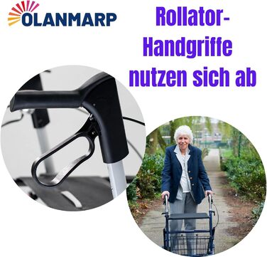 Ручка Rolko Rollator анатомічна в т.ч. Olanmarp Смужки Липучка 2 шт. и - Пластикові ролики Аксесуари Ручка чорна - Ручки роликів, Ручки Rollator, Ручки Допоміжний засіб для ходьби