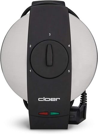 Вафельниця Cloer 1639SR, вафля у вигляді серця 15,5 см Ø, подвійне антипригарне покриття, стійка до цукру, 930 Вт, підвісний кошик, практична функція підставки, високоякісний корпус з нержавіючої сталі, нержавіюча сталь