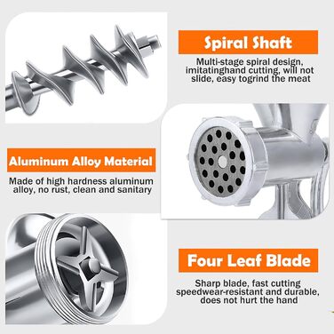 Ручна м'ясорубка Otufan, наповнювач для ковбаси, ручна м'ясорубка, м'ясорубка з нержавіючої сталі, шліфувальна машина, м'ясорубка, домашнє використання для яловичини, стійка для курки, чилі, можна мити в посудомийній машині