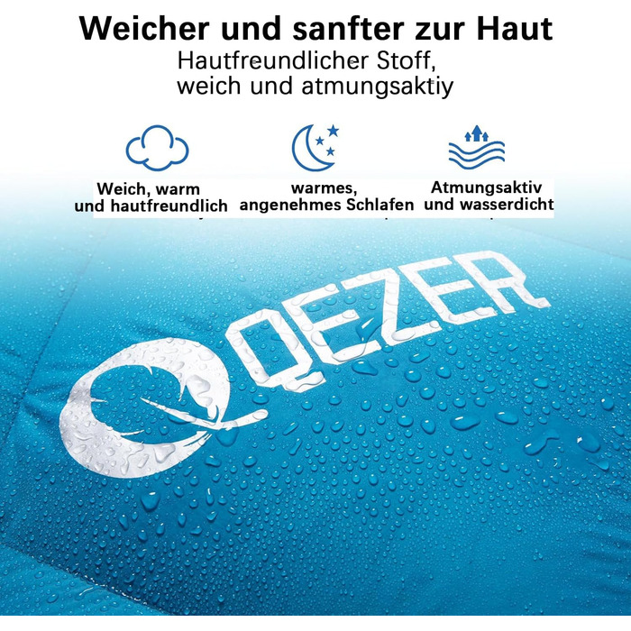 Літній спальний мішок QEZER, ультралегкий спальний мішок невеликого розміру з пухом 600FP для кемпінгу для дорослих і дітей, трекінгу та походів на свіжому повітрі чорний