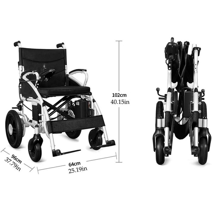 Електричне інвалідне крісло для дорослих, розбірне крісло колісне з алюмінієвого сплаву, джойстик на 360, підходить для людей похилого віку та людей з обмеженою рухливістю