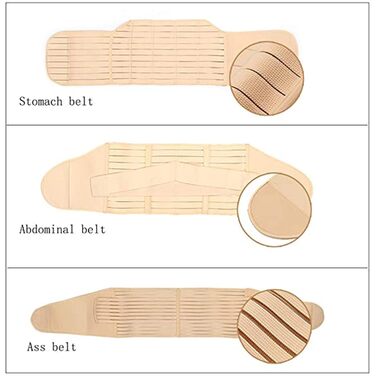 Післяпологовий пояс 3 в 1 для жінок, ремінь для відновлення живота/талії/тазу, високоеластичний післяпологовий ремінь для живота після пологів, знеболюючий ремінь для відновлення стегна (M)