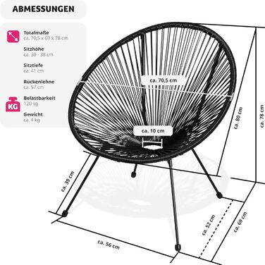 Набір з 2 стільців Tectake Acapulco Design, Садове крісло, Садові стільці в ретро дизайні, Внутрішнє та зовнішнє крісло для саду, зимового саду, як крісла для патіо або балконне крісло - чорний чорний No 404405