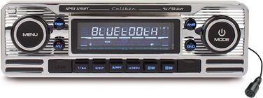 Автомобільна стереосистема Caliber Retro - Автомобільна магнітола Bluetooth USB - FM - 1 DIN радіо Автомобіль - Автомагнітола з Bluetooth Handsfree - Chrome