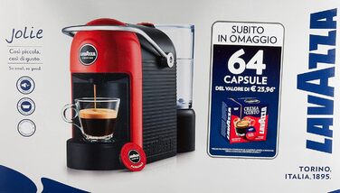 Кавоварка Lavazza A Modo Mio, Jolie з 64 капсулами Crema e Gusto в комплекті, капсульна машина для приготування кави вдома як в барі, 1250 Вт, 0,6 літра, кольорова біла кавоварка капсули