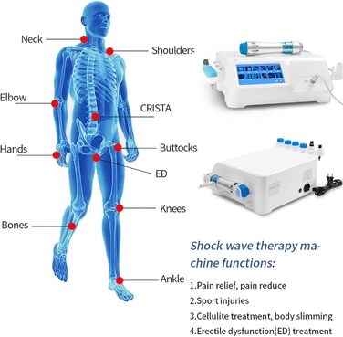 Пристрій для ударно-хвильової терапії HENGCMM, професійний пристрій для ударно-хвильової терапії ED, професійний ударно-хвильовий пристрій із 10 масажними головками для розслаблення м'язів та полегшення болю