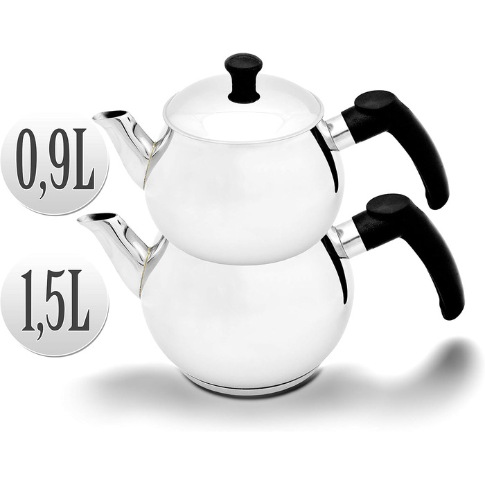 Турецька заварник Teapot Caydanlik Demlik Індукційний чайник (чорний M2 набір)