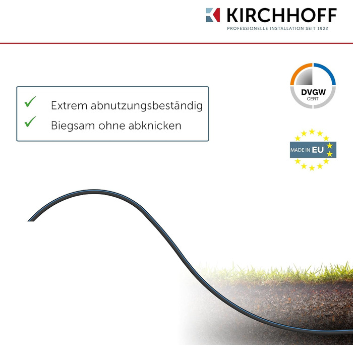 Водопровідна труба Kirchhoff для поливу саду 20 мм х 25 м ПЕ труба для дощувальної системи Труба для прокладки ПНД DVGW труба для питної води Зроблено в ЄС 20мм 25м