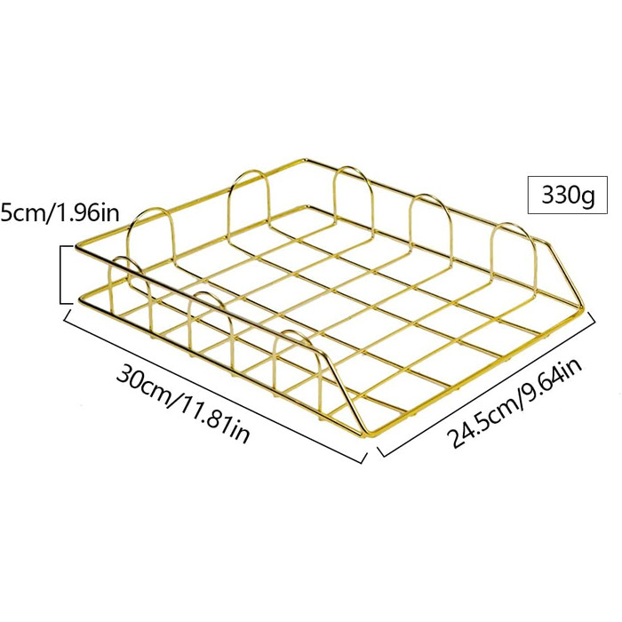 Лоток для листів 4 яруси, відсіки для зберігання штабельовані металеві 30x24.5x5 см, полиця для столу з золотою сіткою, органайзер для столу офіс для дому, школи та офісу