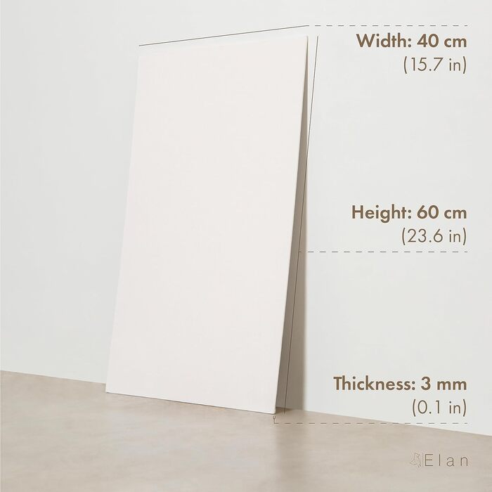 Полотно Elan Thin 40x40, 6-PACK 100 бавовняне полотно для малювання велике, малярський картон для акрилових фарб, дошка для малювання акрил, полотно художника велике, полотно для живопису біле, малярські дошки для розпису (40x60 см)