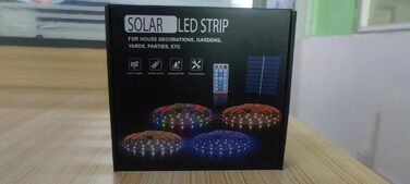 Зовнішня світлодіодна стрічка Lumtang Solar Outdoor, Світлодіодна стрічка 5 м, сонячні ліхтарі на сонячних батареях, що змінюють колір, з 8 режимами освітлення, вечірка, сад, басейн, табір, прикраса на відкритому повітрі. (Холодний білий, 5М)