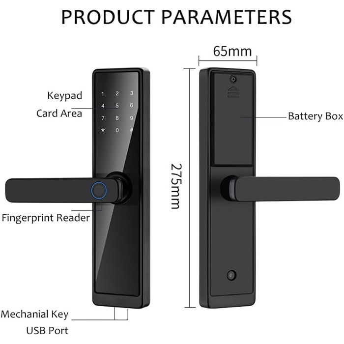 Цифровий розумний дверний замок Swokely з відбитками пальців і ручкою Біометричний безключовий дверний замок Живлення від батареї для дверей товщиною 30-100 мм
