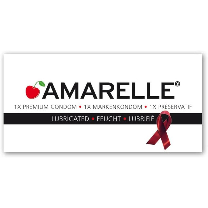 Упаковка захисних презервативів Amarelle 100 шт. - без запаху, волога, прозора з резервуаром - довжина 180 мм, ширина 54 мм - презерватив з натурального каучуку латексу, гума